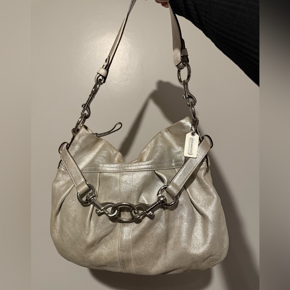 Coach Metallic Silver Shoulder Bag